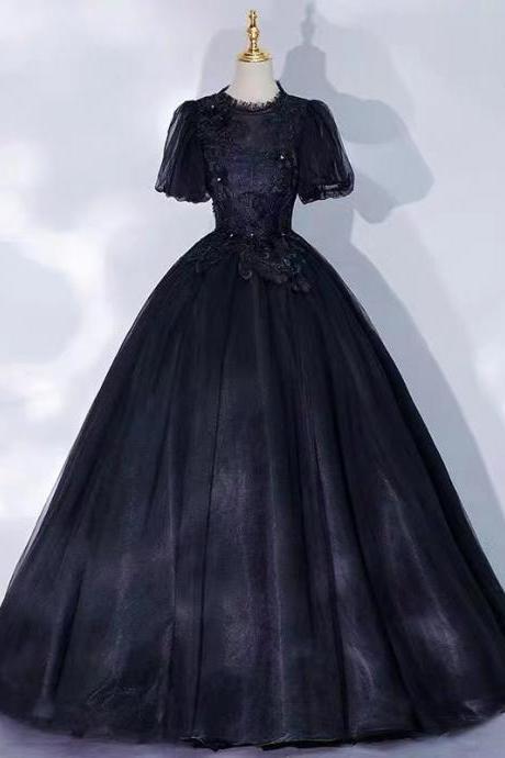 Elegant Evening Dress, Temperamental Ball Gown Dress ,black Prom Dress,quinceanera Dress,handmade
