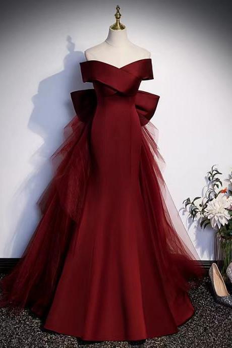 Red Wedding Dress, Off Shoulder Wedding Dress, Bridal Temperament Wedding Dress, Mermaid Evening Dress,handmade