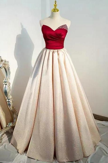 Elegant evening dress, strapless prom dress ,sweet prom dress,chic bridal dress,Handmade