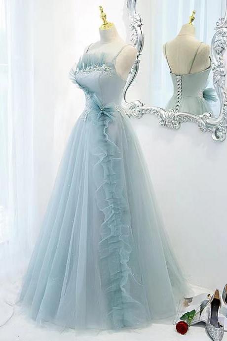 Spaghetti Strap Prom Dress, Elegant Party Dress, Fairy Eveing Dress,handmade