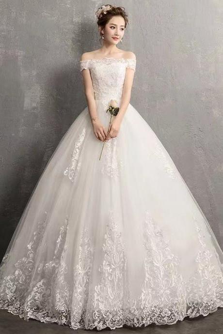 Off Shoulder Bridal Gown, White Wedding Dress,tull Ball Gown Bridal Dress,handmade