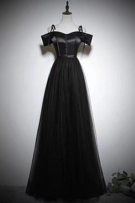 Black Evening Gowns, Cute Prom Dress,spaghetti Strap Party Dress,handmade