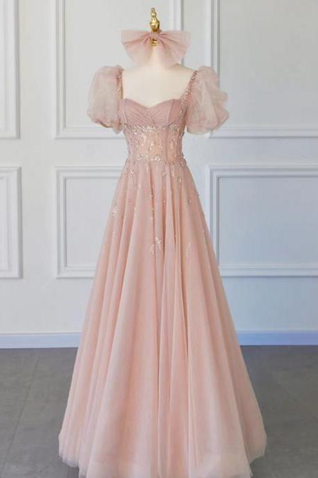 Pink Bridal Dress, Off Shoulder Evening Dress ,fairy Prom Dress,handmade