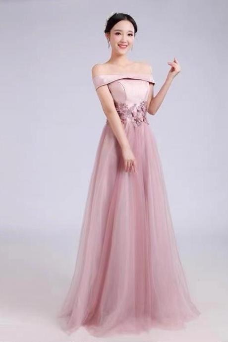 New , off shoulder prom dress, pink prom dress, sweet party dress,formal wedding guest dress,handmade 