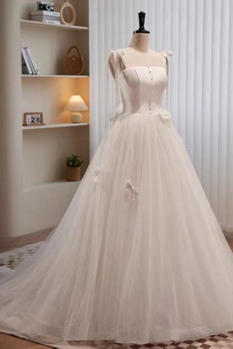 Spaghetti Strap Prom Dress,white Evening Dress, Fairy Wedding Dress,sweet Bridal Dress,handmade