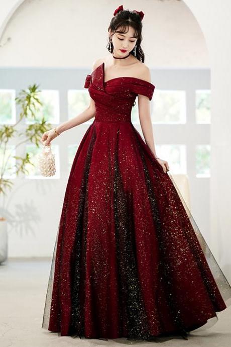 Off Shoulder Prom Dress, Red Evening Dress, Elegant Party Dress,handmade