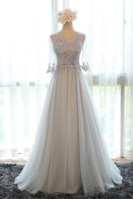 Gray Evening Dress , Elegant Party Dress, Chic Wedding Guest Dress,handmade