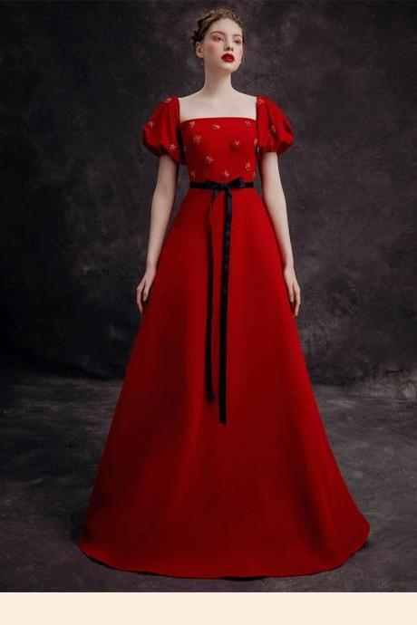 Off Shoulder Prom Dress,red Party Dress,chic Evening Dress,handmade