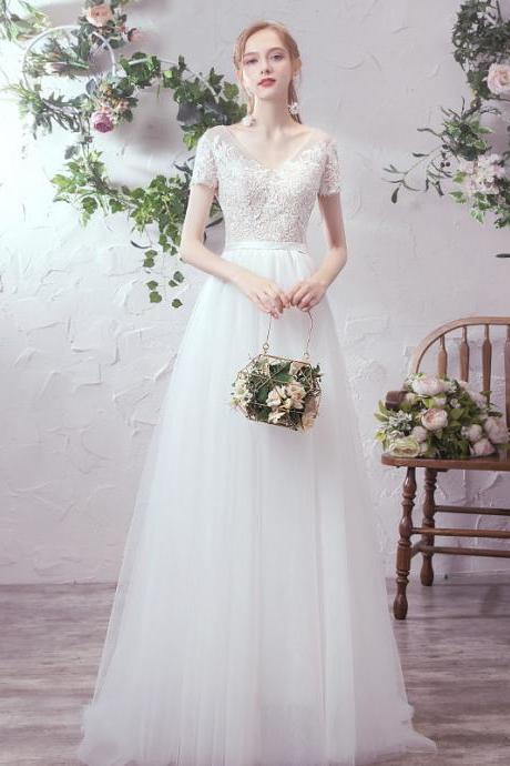 White Light Wedding Dress, Style, Bride Simple Dress, Super Fairy Travel Wedding Dress,handmade