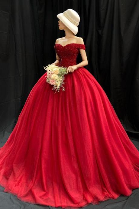 , Burgundy Prom Dress, Off Shoulder Evening Dress, Glamorous Party Dress,handmade