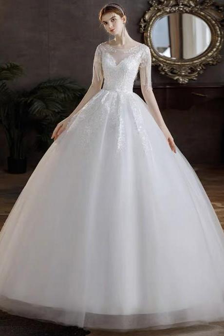Bridal Princess Dress, Vintage Train Wedding Dress, Heavy Industry Wedding Dress, ,handmade