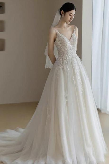 Spaghtti Strap Bridal Dress,tulle Wedding Dress,luxury Wedding Dress,handmade