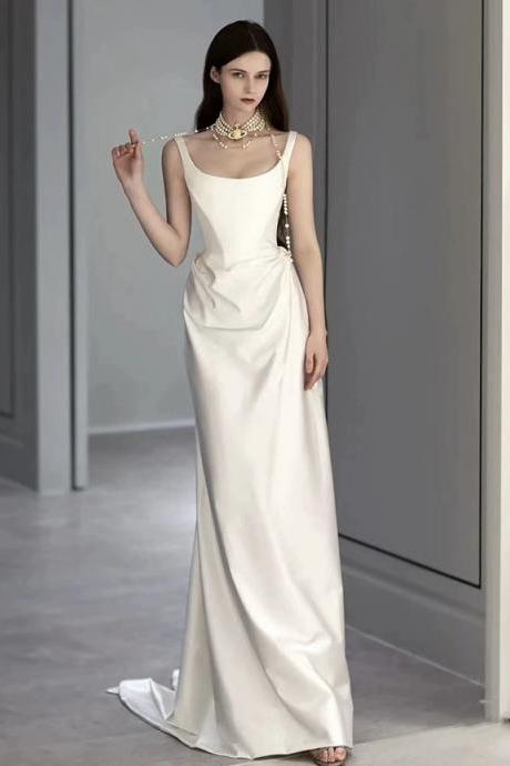 Sleeveless Bridal Dress,satin Wedding Dress,elegant Wedding Dress,handmade