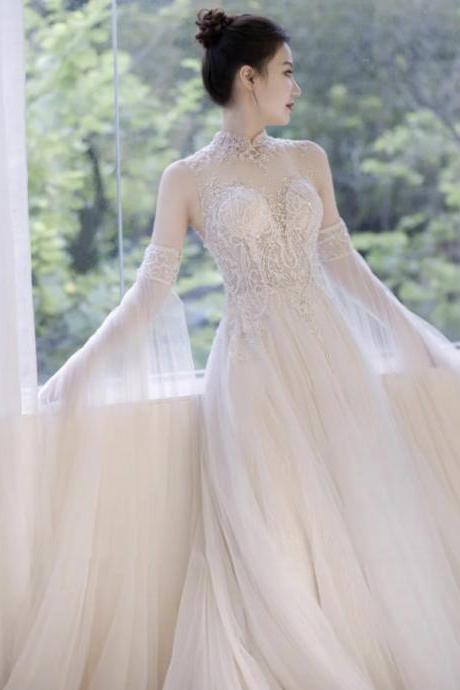 Fairy Wedding Dress, White Bridal Dress, Luxury Wedding Dress,handmade