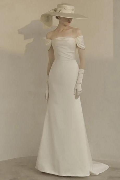 Off Shoulder Bridal Dress,white Wedding Dress,bodycon Bridal Dress ,handmade