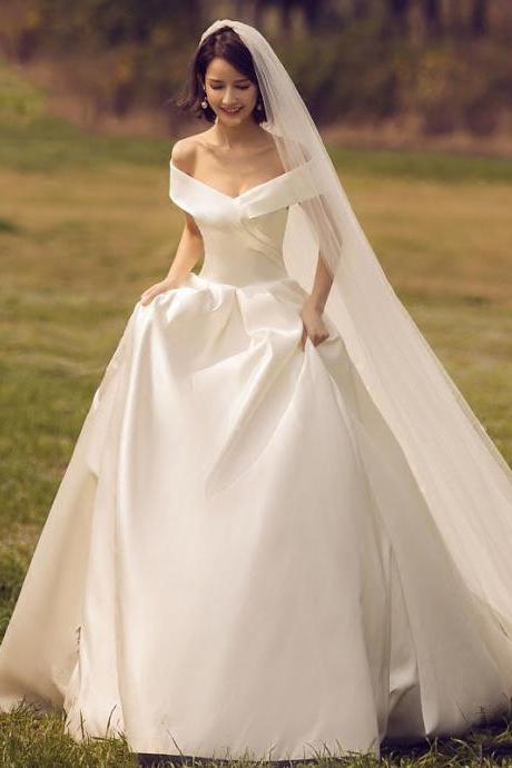Off Shoulder Bridal Dress,white Wedding Dress,fairy Bridal Dress,elegant Wedding Dress,handmade