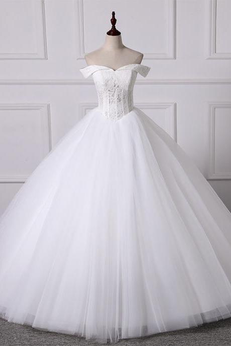 Off Shoulder Bridal Dress, Fluffy Gauze Light Wedding Dress,,handmade