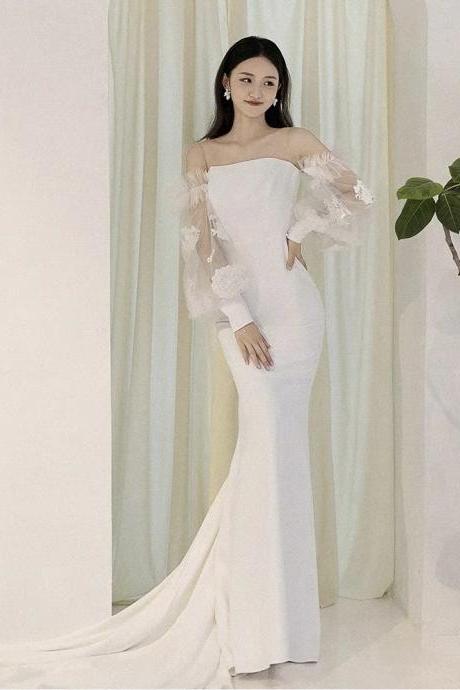 Off Shoulder Bridal Dress,white Wedding Dress,bodycon Bridal Dress,elegant Wedding Dress ,handmade