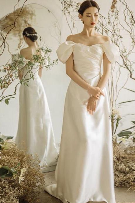 Off Shoulder Bridal Dress,white Wedding Dress,bodycon Bridal Dress,satin Wedding Dress ,handmade