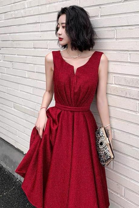 Red Bridal Birthday Party Dress, Socialite Red Evening Dress, Temperamentously Long Homecoming Dress, Sleeveless Bridesmaid Dress,handmade