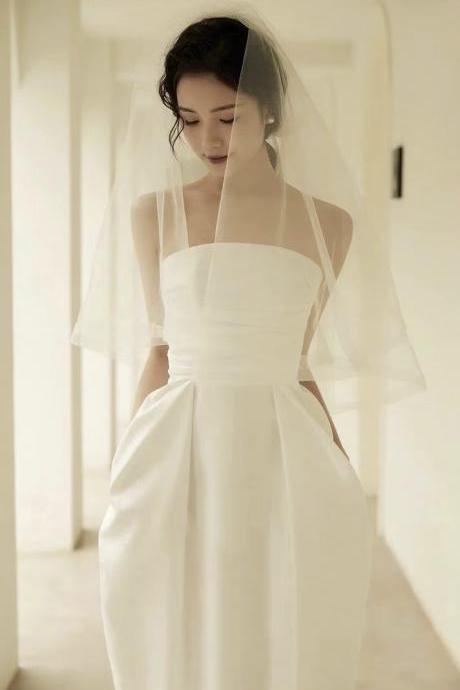 Light Wedding Dress, , Simple Bridal Wedding Dress,strapless Dress,handmade
