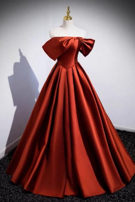 Off Shoulder Prom Dress,satin Evening Dress,orange Red Wedding Dress,elegant Party Dress,handmade