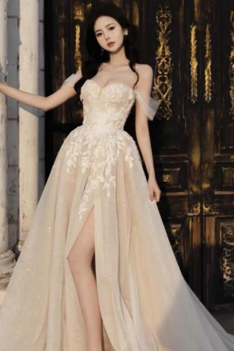 Off Shoulder Bridal Dress,white Wedding Dress,dream Bridal Dress,champagne Wedding Dress,handmade