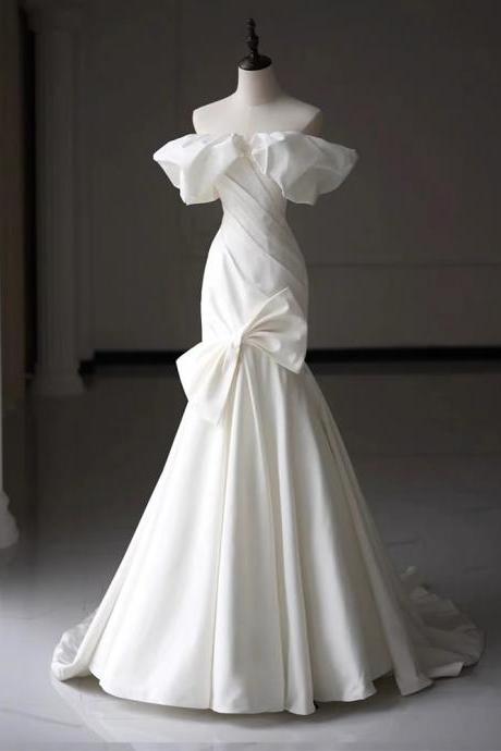 Off shoulder bridal dress, luxury wedding dress bridal dress, satin wedding dress ,sexy mermaid dress,Handmade