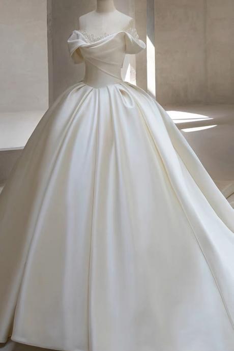 Off Shoulder Bridal Dress, Luxury Wedding Dress Bridal Dress, Satin Wedding Dress ,chic Ball Gown Dress,handmade