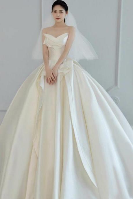 Strapless Bridal Dress, Luxury Wedding Dress Bridal Dress, Satin Wedding Dress ,luxury Ball Gown Dress,handmade