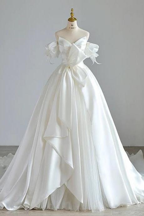 Off Shoulder Bridal Dress, Luxury Wedding Dress Bridal Dress, Satin Wedding Dress ,sweet Ball Gown Dress,handmade