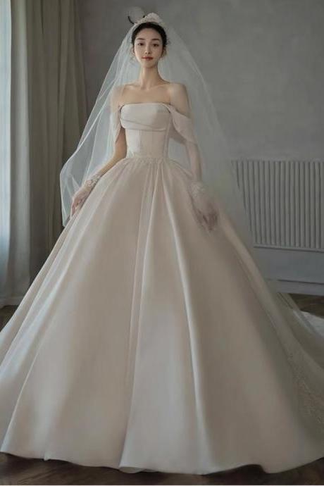 Strapless Bridal Dress,white Wedding Dress,noble Bridal Dress,fresh Wedding Dress,handmade