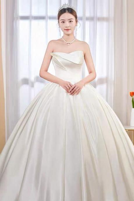 Satin Main Wedding Dress, Style, Bridal Simple Dress, Senior Texture Large Size Slim-fit Wedding Dress,handmade