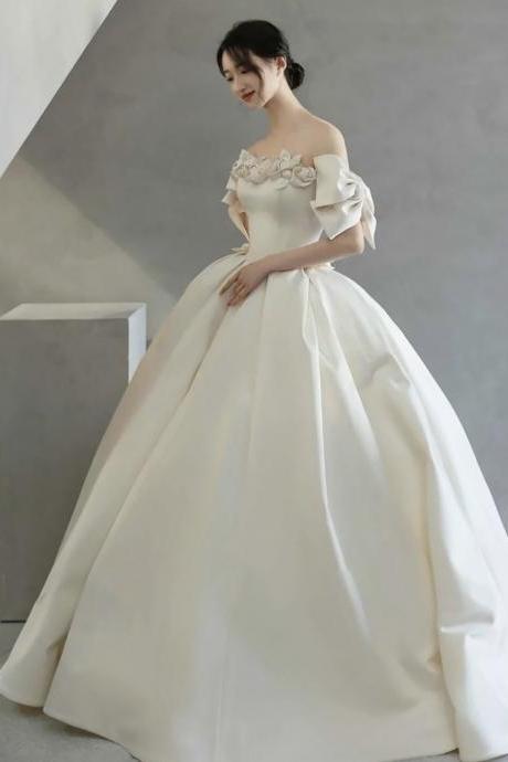 Satin Fairy Wedding Dress , High Quality Wedding Dress,off Shoulder Bridal Dress,handmade