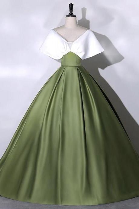 Unique, Color Contrast Evening Dress, Off Shoulder Wedding Dress , High Quality Satin Prom Dress, Haute Couture Bridal Dress,handmade