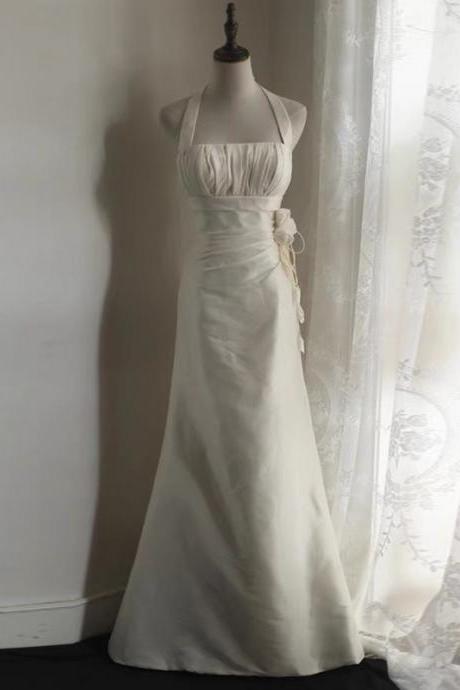 Halter Neck Evening Dress,white Wedding Dress,off Shoudler Bridal Dress,chic Mermaid Wedding Dress,handmade