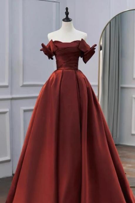Red Prom Dress,satin Party Dress,off Shoulder Evening Dress,handmade