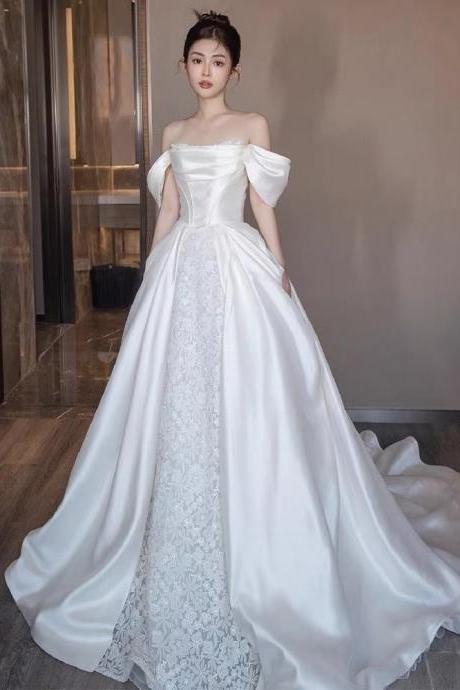 Satin High Quality Bridal Dress,off Shoulder Wedding Dress, Fairy Bridal Dress,handmade