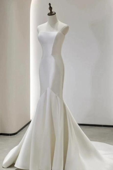Strapless Wedding Dress, White Wedding Dress, Elegant Bridal Dress,sexy Mermaid Dress,custom Made