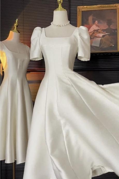 Off Shoulder Bridal Dress, Simple Wedding Dress, Satin Wedding Dress,handmade