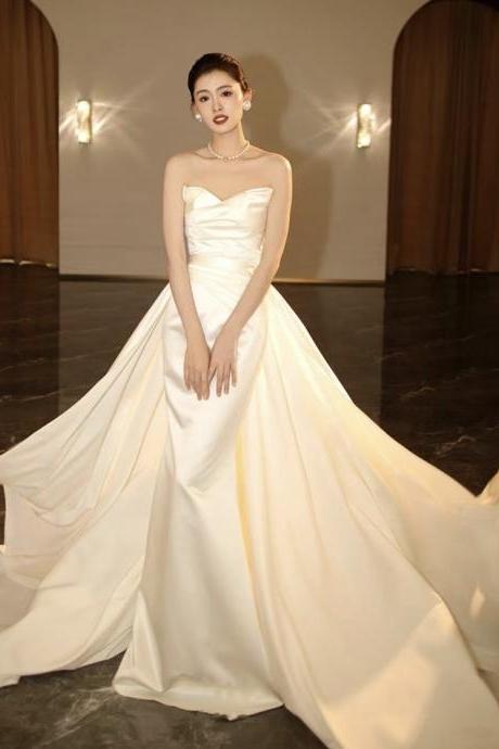 Sexy Bridal Wedding Dress, Strapless Light Wedding Dress, Noble Mermaid Wedding Dress,custom Made