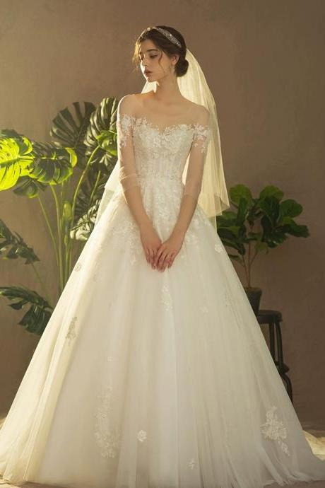 Strapless Wedding Dress, Starry Train Bridal Dress,,dream Wedding Dress,handmade