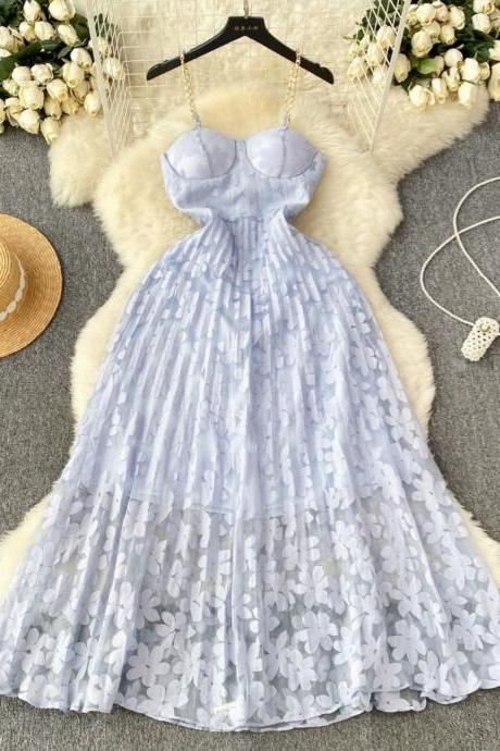 Vintage Floral Dress ,spaghetti Strap Dress, Tulle Fairy Maxi Dress