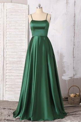Spaghetti Strap Party Dress,green Prom Dress,sexy Backless Satin Dress