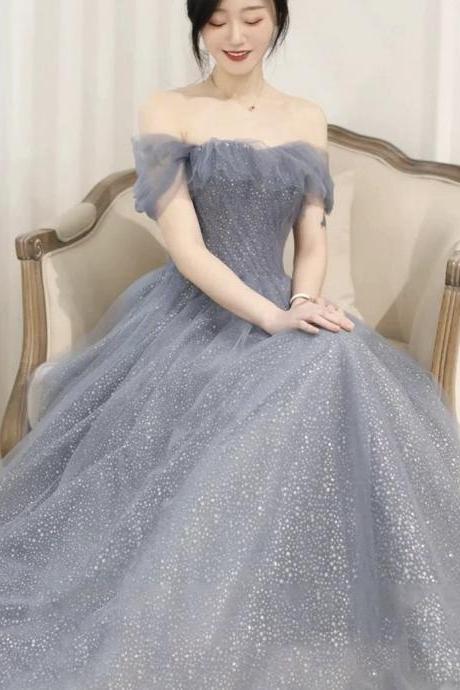 Off-shoulder Evening Dress, Temperament Long Birthday Dress ,socialite Fairy Prom Dress