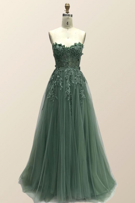 Green Prom Dress,strapless Evening Dress,elegant Party Dress