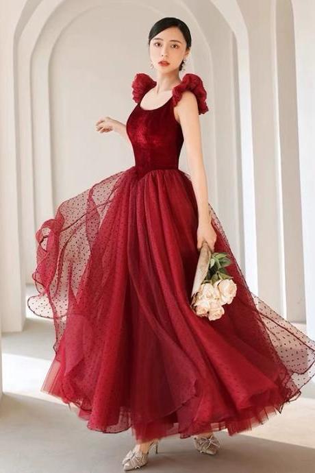 Spaghetti Strap Prom Dress,charming Evening Dress,sweet Red Party Dress