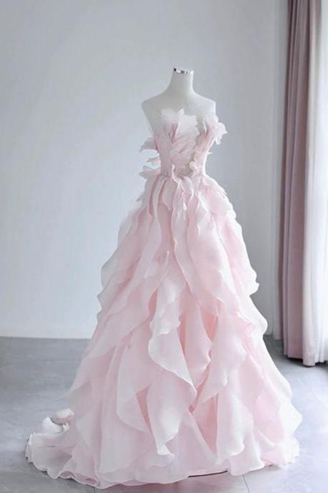 Floral Prom Dresses,pink Evening Gowns High Quality Banquet Birthday Dresses