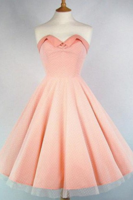Cute Homecoming Dress Strapless Birthday Dress A-line Sweetheart Satin Pink Prom Dresses