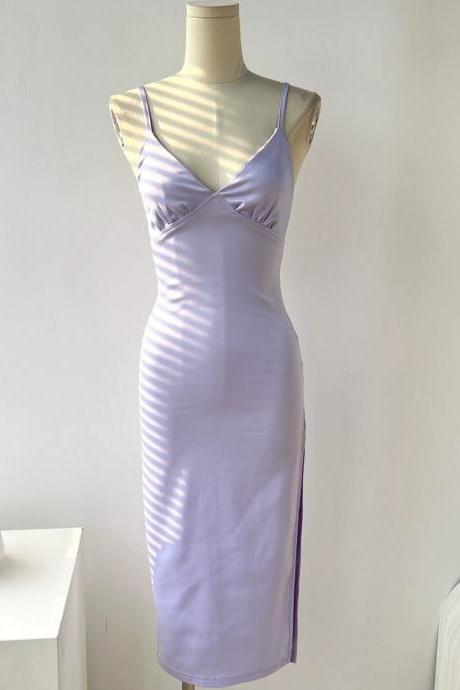 Spaghetti Mermaid Short Dresses,purple Satin Party Dresses
